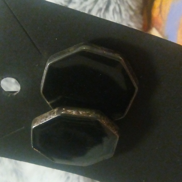 Black 80s vintage earrings studs - Picture 2 of 3